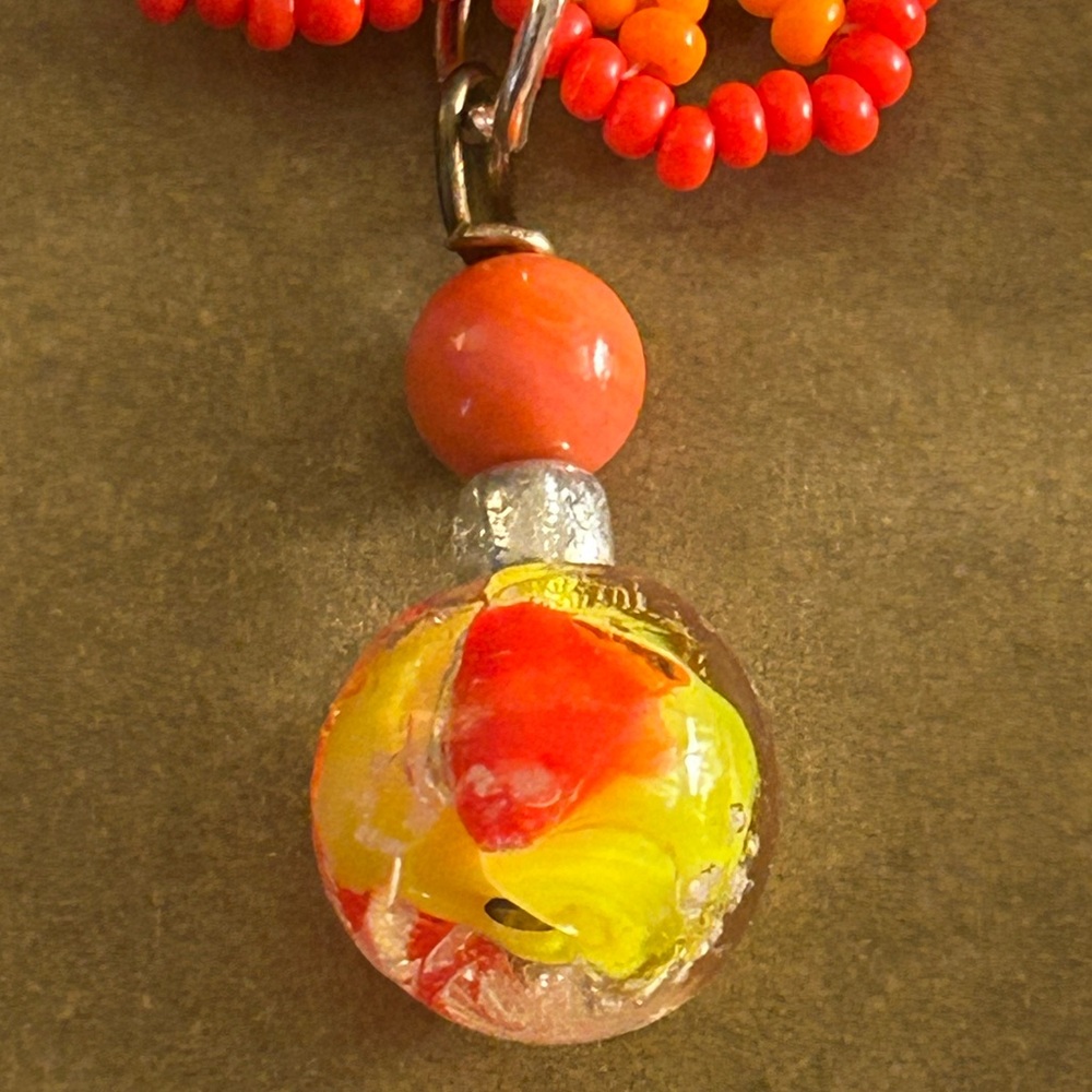 NWOT Earrings Huichol Sunflowers Mexican artistry art glass beads pierced drop - Picture 7 of 9